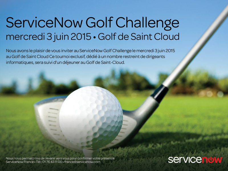 ServiceNow CIO Golf invitaion
